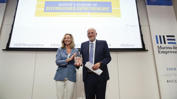 Kerry Healey y Juan Roig, este jueves en la Marina de Empresas de Valencia